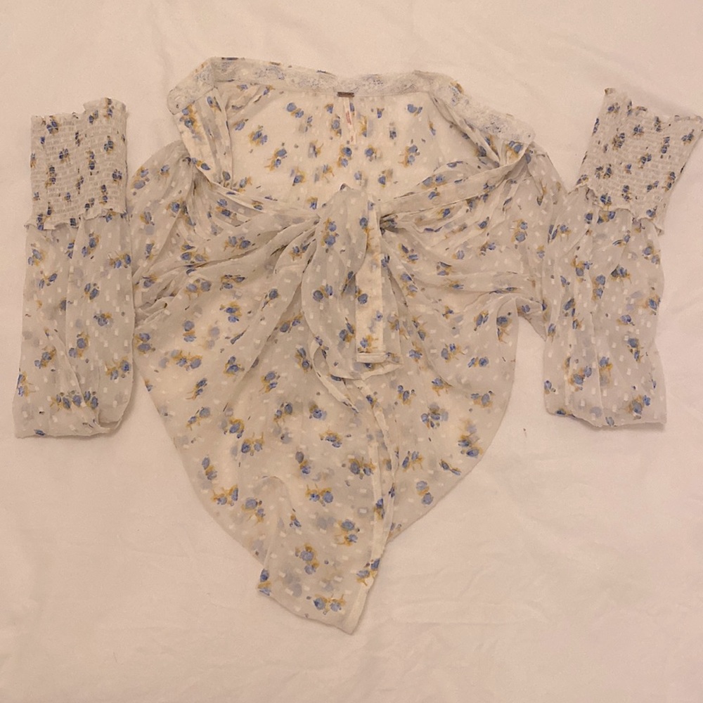 free people floral see-through blouse
